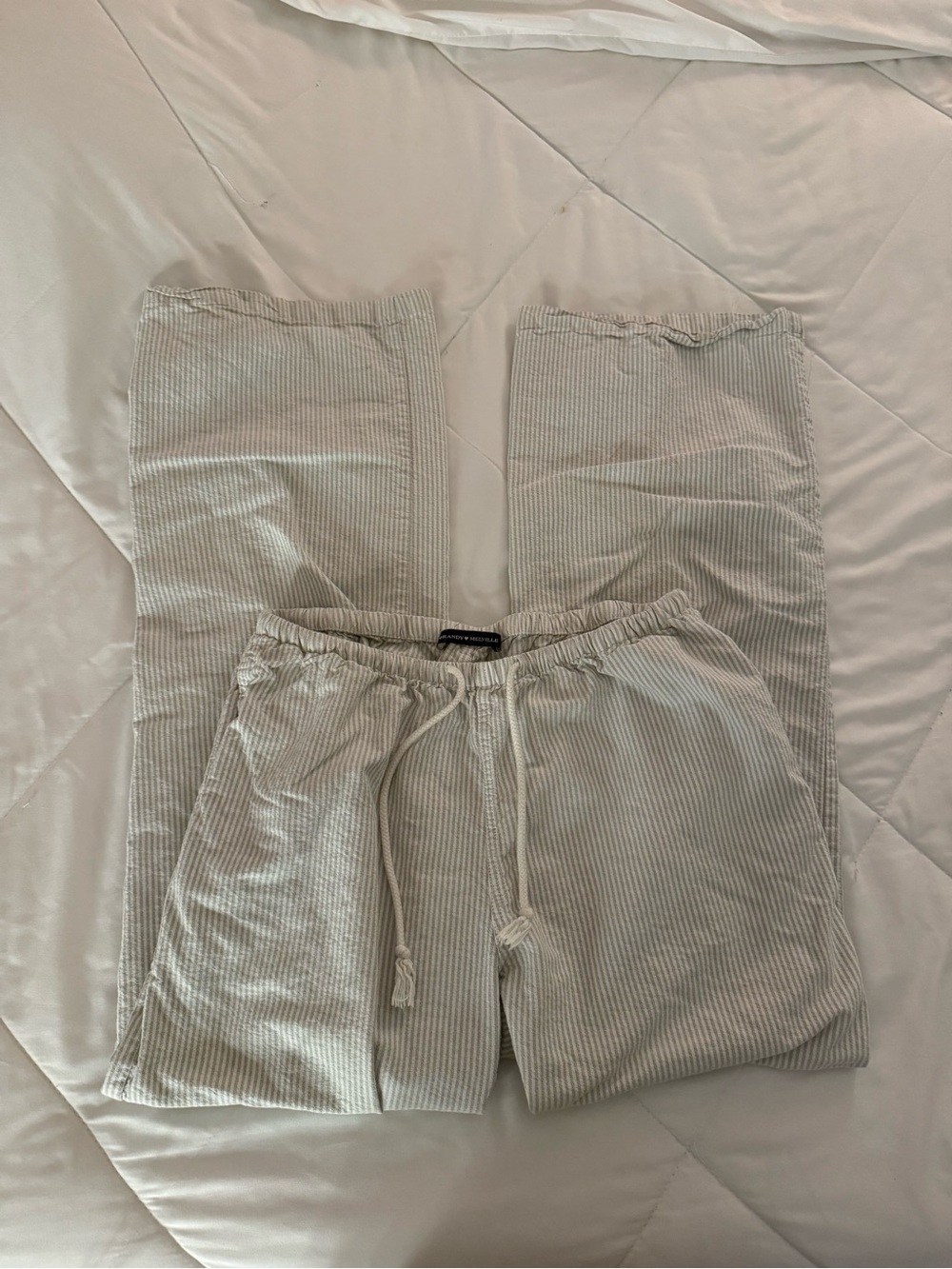 Brandy Melville Light Gray Striped Ribbed Joggers